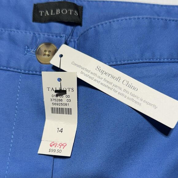 Talbots Women’s Supersoft Chino Pants Size 14 Relaxed Blue Side Stripe NWT - Picture 2 of 9